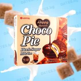 Chocopie lotte black sugar milk tea чокопай бъбъл тий бисквитки