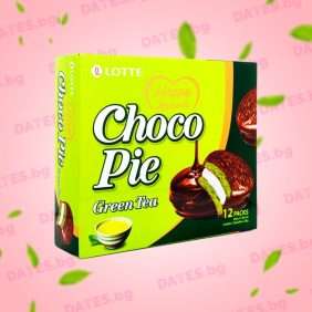 Chocopie lotte green matcha tea чокопай зелен чай матча тий бисквитки